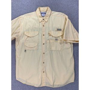 Columbia PFG‎ 100% Cotton Breathable Button Down Shirt (Men's Large) Yellow